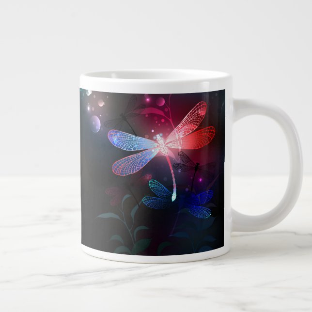 Glowing red dragonfly large coffee mug (Right)
