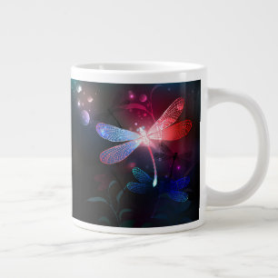 Glowing red dragonfly large coffee mug