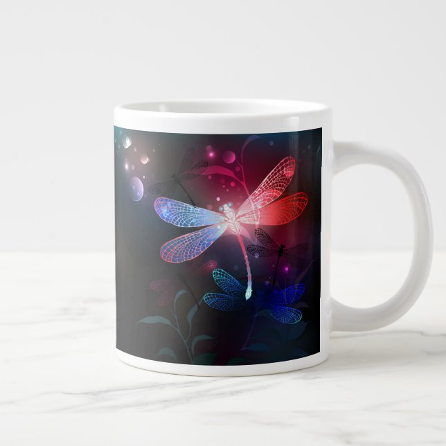 Glowing red dragonfly large coffee mug (Right)