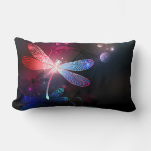 Glowing red dragonfly lumbar cushion