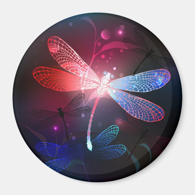 Glowing red dragonfly magnet (Front)