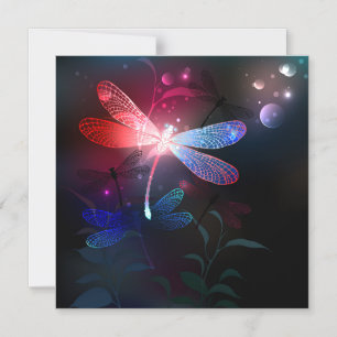 Glowing red dragonfly magnetic invitation