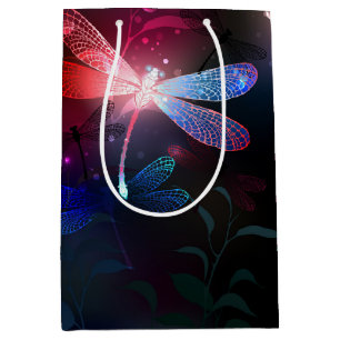 Glowing red dragonfly medium gift bag