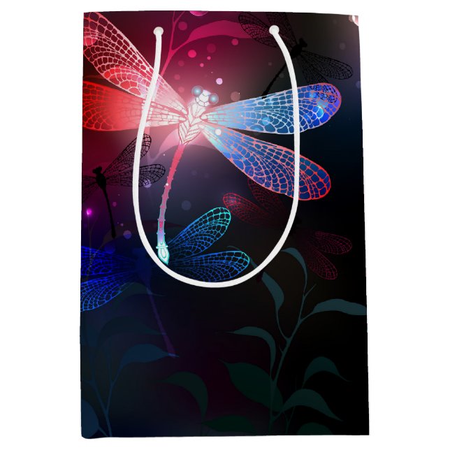 Glowing red dragonfly medium gift bag (Front)