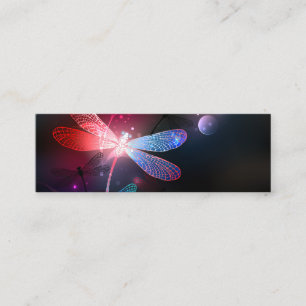 Glowing red dragonfly mini business card