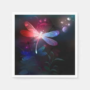 Glowing red dragonfly napkin
