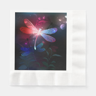 Glowing red dragonfly napkin