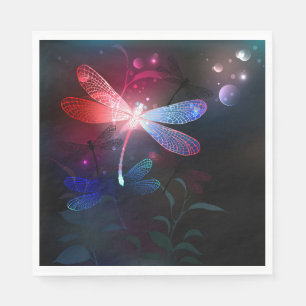 Glowing red dragonfly napkin