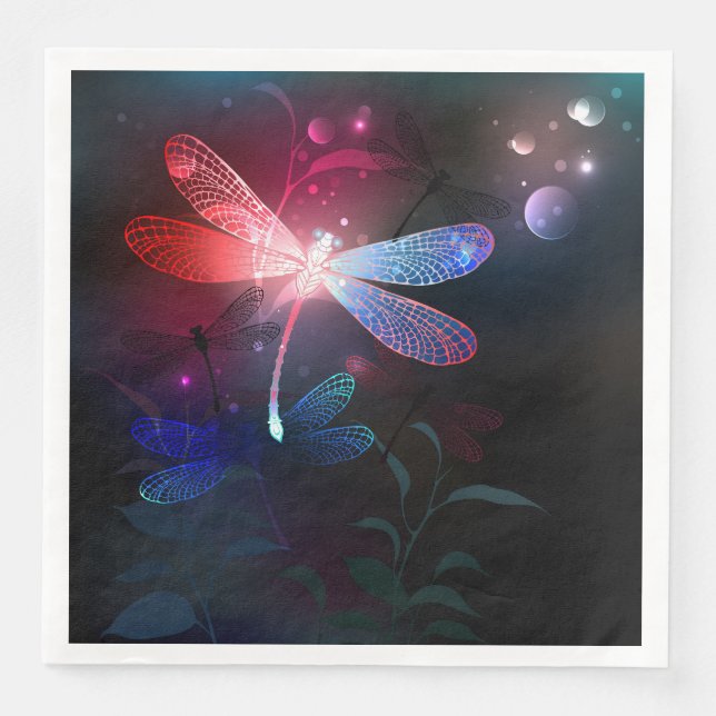Glowing red dragonfly napkin (Front)