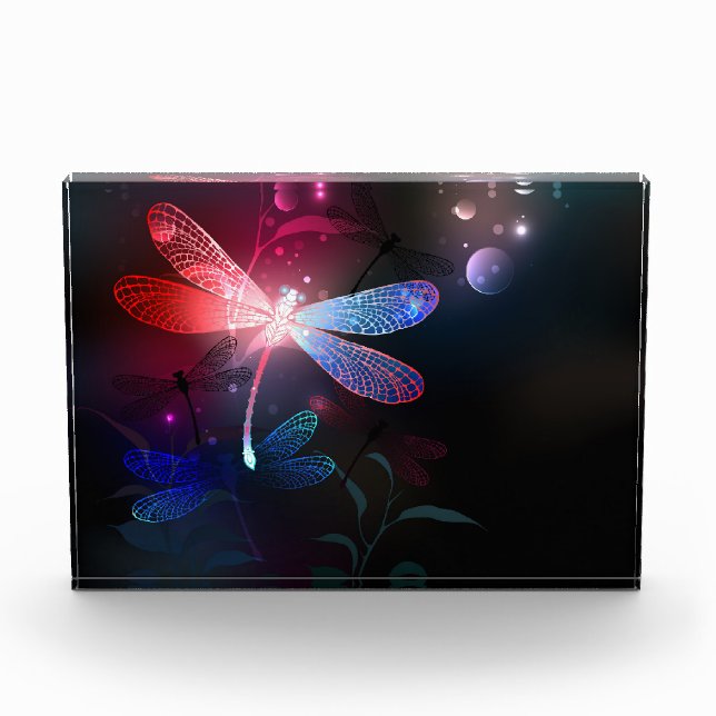 Glowing red dragonfly photo block (Front)