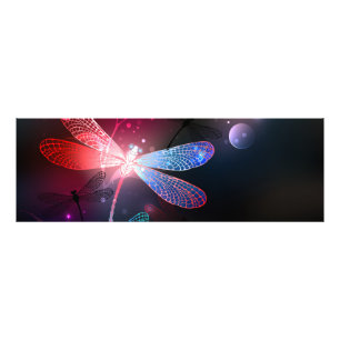 Glowing red dragonfly photo print