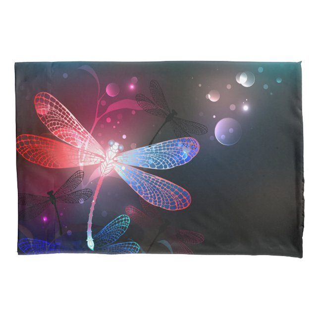 Glowing red dragonfly pillowcase (Front)