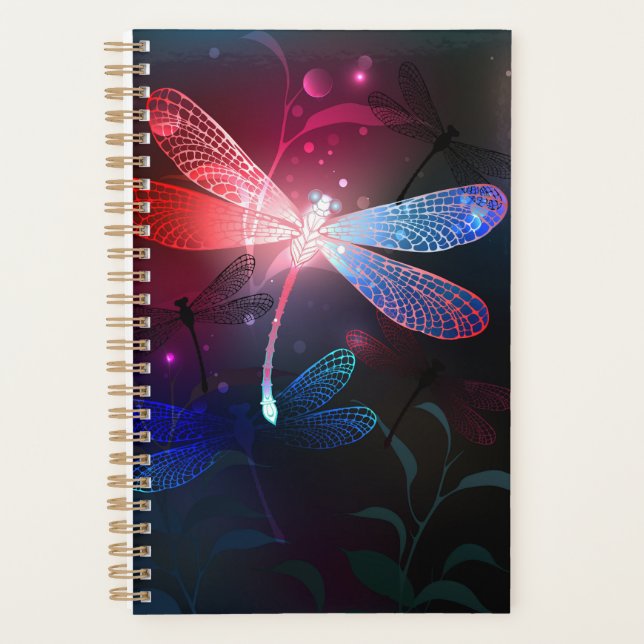 Glowing red dragonfly planner (Front)