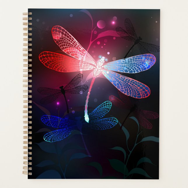 Glowing red dragonfly planner (Front)