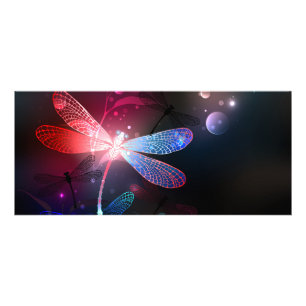 Glowing red dragonfly rack card