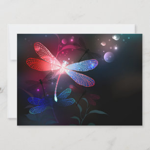 Glowing red dragonfly save the date