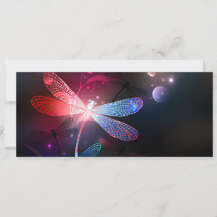 Glowing red dragonfly save the date