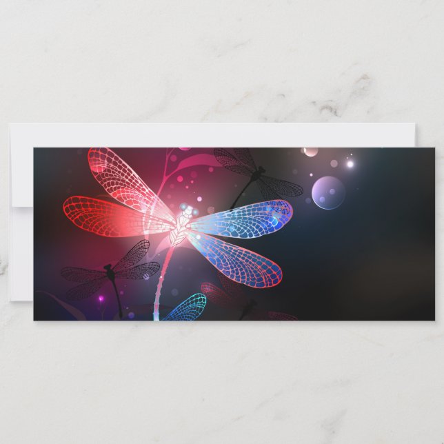 Glowing red dragonfly save the date (Front)