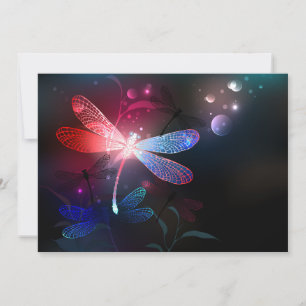 Glowing red dragonfly save the date