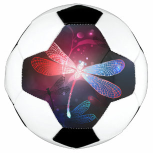 Glowing red dragonfly soccer ball
