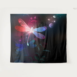 Glowing red dragonfly tapestry
