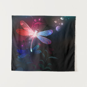 Glowing red dragonfly tapestry