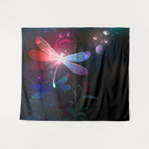 Glowing red dragonfly tapestry