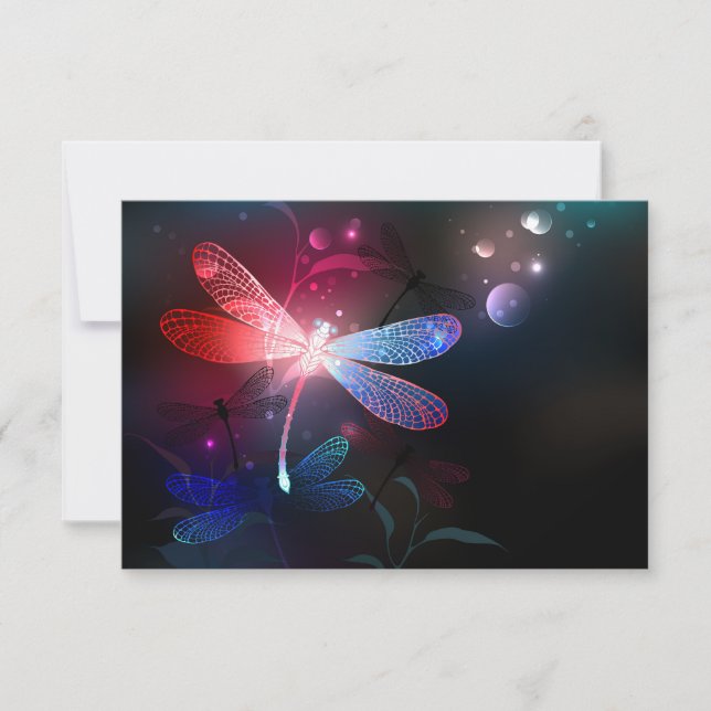 Glowing red dragonfly thank you card (Front)