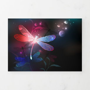 Glowing red dragonfly Tri-Fold card