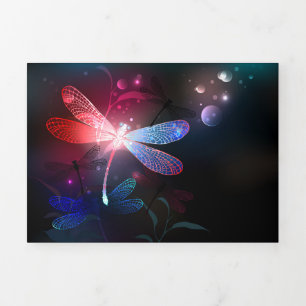 Glowing red dragonfly Tri-Fold invitation