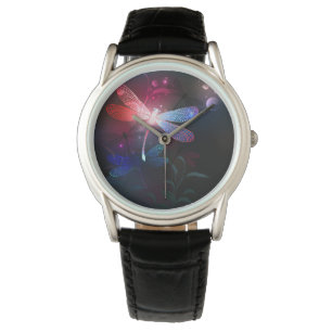 Glowing red dragonfly watch