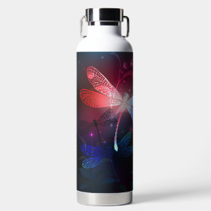 Glowing red dragonfly water bottle