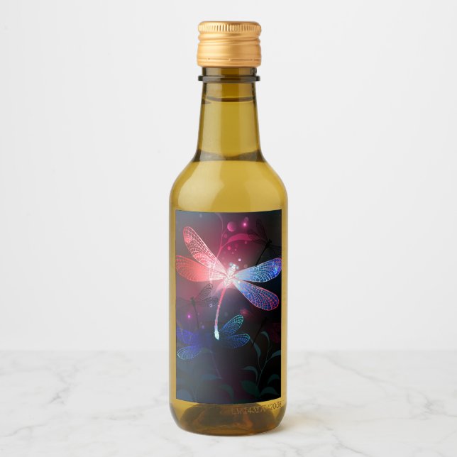 Glowing red dragonfly wine label (Front)