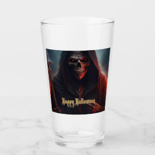 Glowing Red Eyes Reaper Halloween Art Glass