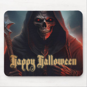Glowing Red Eyes Reaper Halloween Art Mouse Pad