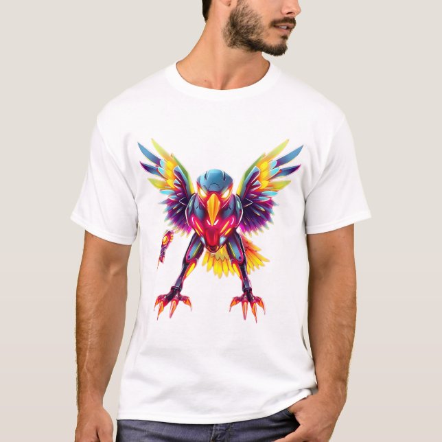 Glowing Robo Eagle T-Shirt for Men (Front)