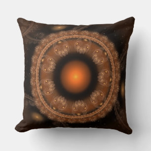Glowing round fairy fractal pattern cushion