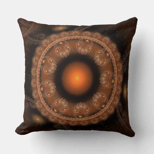 Glowing round fairy fractal pattern cushion (Front)