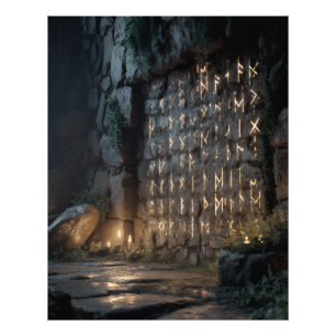 Glowing Rune Cavern Wall Photo Print