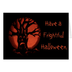 Glowing Scared Dead Tree Halloween Pumpkin
