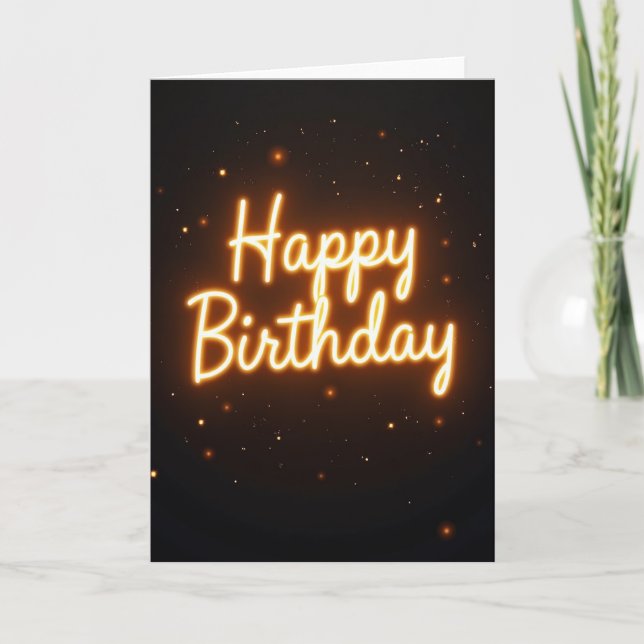 Glowing Script Birthday Card (Front)