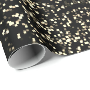 Glowing sepia bokeh Christmas lights cubes festive Wrapping Paper