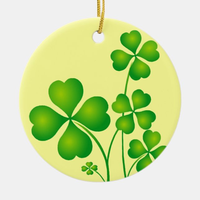 Glowing Shamrocks Ceramic Tree Decoration (Front)