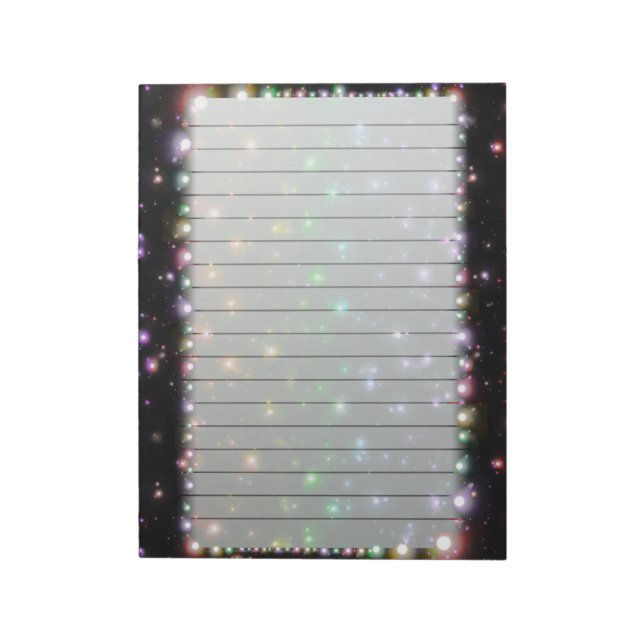 Glowing Shiny Rainbow Stars In Space Lined Notepad (Rotated)