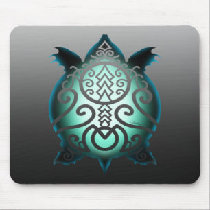 Glowing Silhouette Snapper Turtle Mouse Pad