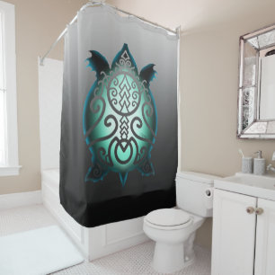 Glowing Silhouette Snapper Turtle Shower Curtain