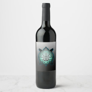 Glowing Silhouette Snapper Turtle Wine Label