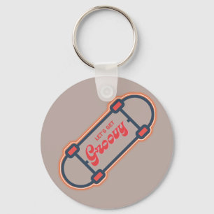 Glowing Skateboarder ...lets get groovy Key Ring