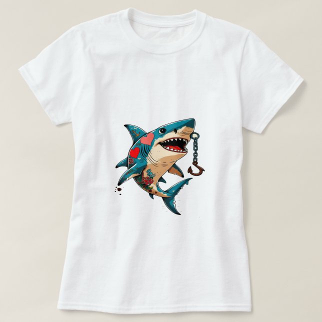 Glowing Skeletal Shark Tee (Design Front)