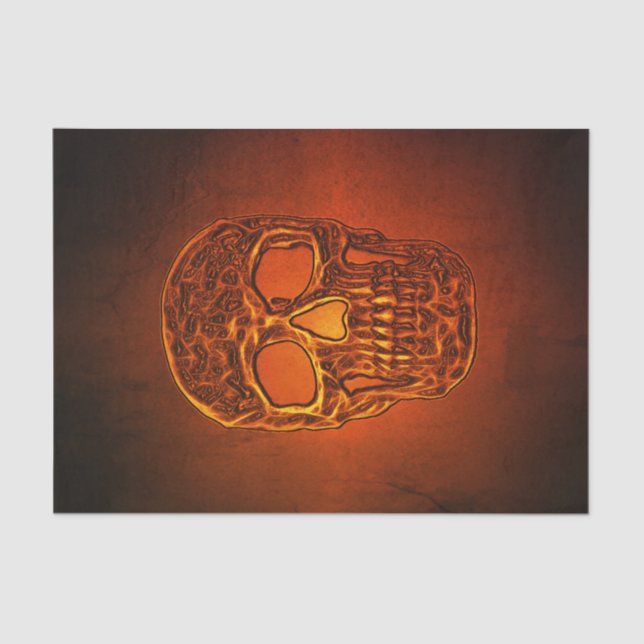 Glowing Skull Gothic Orange Black Cool Scary Tissue Paper (Front)